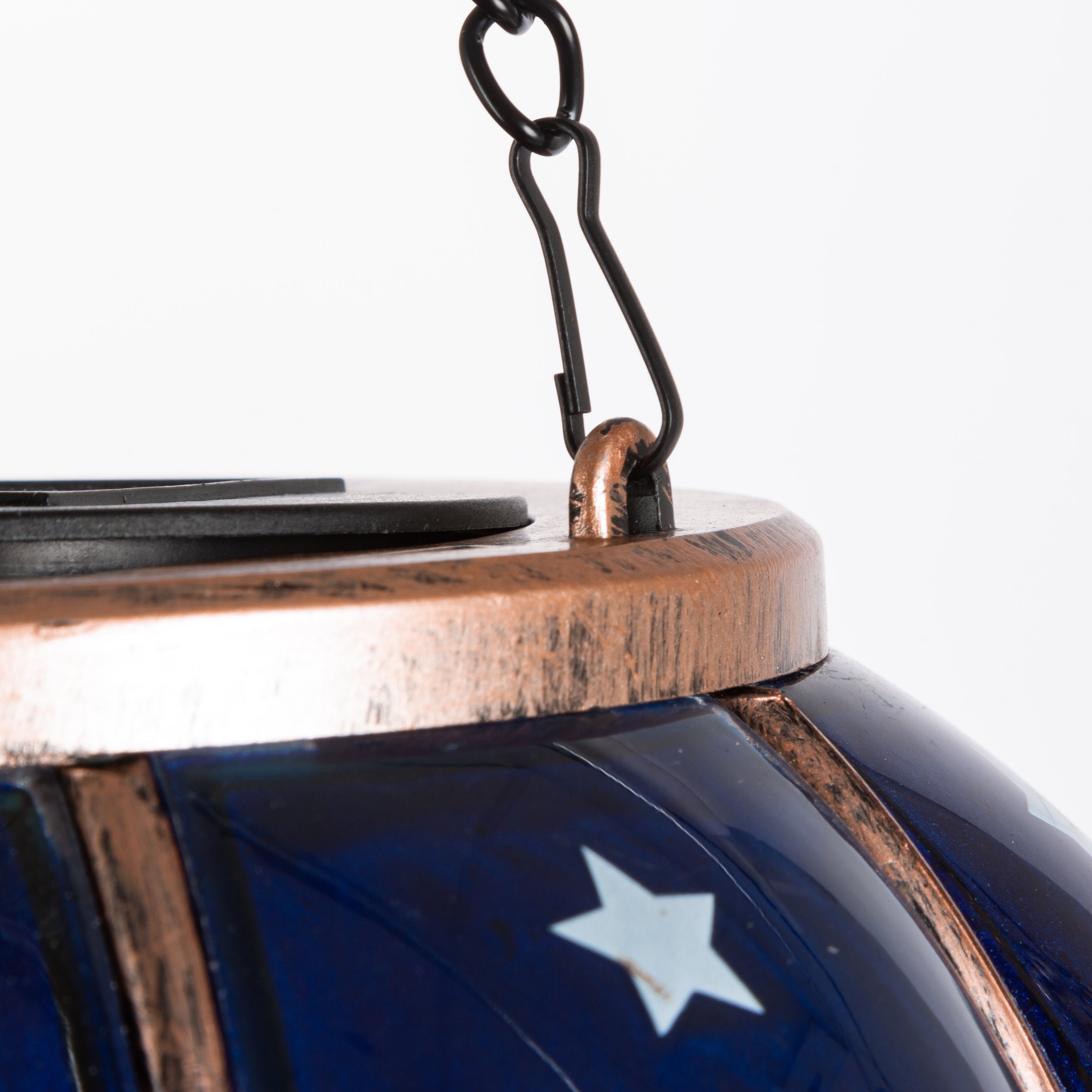 Patriotic 24.4 inch Solar Lighted Fire Glow Americana Hot Air Balloon Lantern